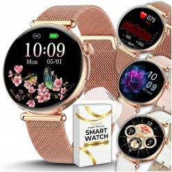 Smartwatch Zegarek Damski Angelo AT491 złoty Kardiowatch EKG Ciśnienie HRV BPM Menu PL