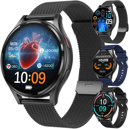 Smartwatch Zegarek Kardiowatch Damski Angelo AG30 czarny Glikemia BPM EKG HRV Rozmowy Menu PL