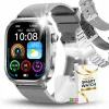 Smartwatch Męski Zegarek Angelo AT573 Srebrny Glukoza Rozmowy Ciśnienie EKG AMOLED Puls Menu PL