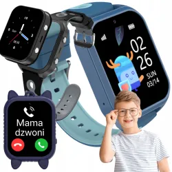 Smartwatch Dla Dziecka Angelo AW56 niebieski GPS 4G Rozmowy Etui SIM Aparat Telefon Gry Menu PL