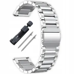 PASEK BRANSOLETA DO ZEGARKA SMARTWATCHA UNIWERSALNA 22mm SREBRNA TELESKOPY
