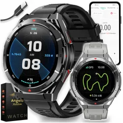 Smartwatch Męski Angelo AX2 czarny GPS Wodoodporny Sport Rozmowy Menu PL