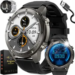 Smartwatch Zegarek Męski Angelo ADM56 czarny GPS Wodoodporny Rozmowy Sport IP69 Menu PL