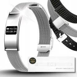 Smartwatch Smartband Damski Angelo B8 srebrny Inteligentna Bransoleta EKG Puls Sport Menu PL