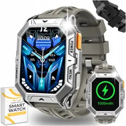 Smartwatch Męski Militarny Angelo AX1 srebrny Wodoodporny Rozmowy AMOLED 1000mAh Menu PL