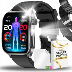 Smartwatch Męski Zegarek Kardiowatch Angelo AT810 czarny EKG Rozmowy Menu PL Laseroterapia