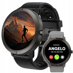 Smartwatch Męski Zegarek Angelo DM76 czarny GPS Wodoodporny Rozmowy AMOLED Sport Puls Menu PL