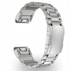 TYTANOWA BRANSOLETA SREBRNA (26mm) DO GARMIN FENIX 5X 6X PRO 7X PRO 8 51mm SOLAR QUICKFIT
