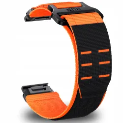 PASEK NYLONOWY POMARAŃCZOWO-CZARNY (26mm) DO GARMIN FENIX 3 5X 6X PRO 7X PRO 8 51mm SAPPHIRE AMOLED
