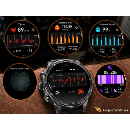 SMARTWATCH MĘSKI SPORTOWY LATARKA ROZMOWY MOCNA BATERIA MILITARNY ZEGAREK