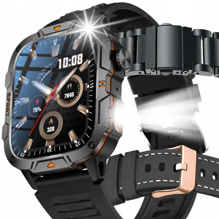 Smartwatch Męski Zegarek Angelo QX12 czarny Wodoodporny Rozmowy Puls Sport Menu PL