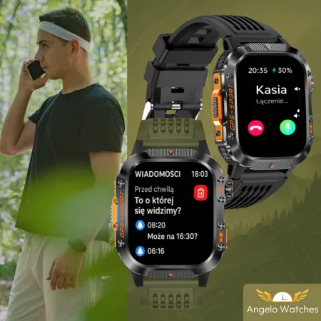Smartwatch Męski Angelo HT36 sportowy Wodoodporny Rozmowy Menu PL