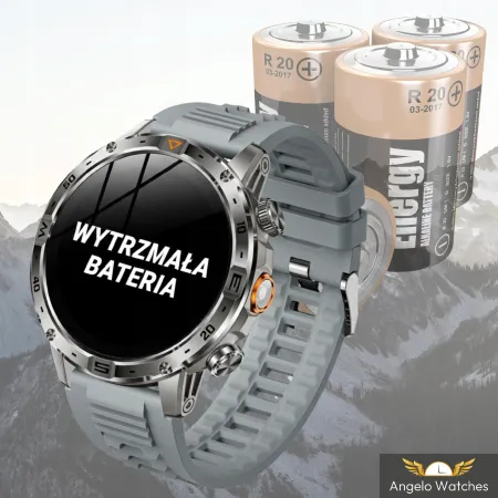 Smartwatch Wodoodporny Zegarek Męski Angelo AK91 srebrny Menu PL Rozmowy Ciśnienie