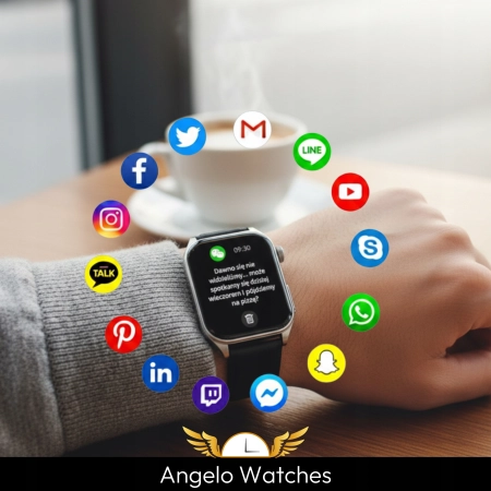 Smartwatch Męski Zegarek Kardiowatch Angelo AT810 czarny EKG Rozmowy Menu PL Laseroterapia