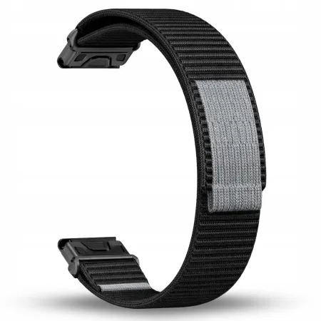 Pasek Nylonowy czarno-szary (22mm) Do Garmin Fenix 5 6 7 8 E Pro Solar Instinct Epix QuickFit