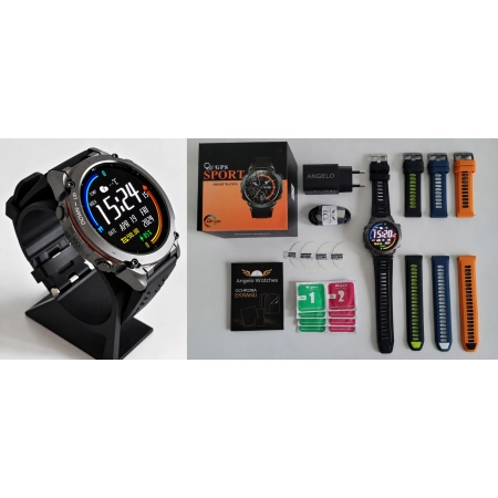 SMARTWATCH MĘSKI GPS WODOODPORNY SMART WATCH ZEGAREK AMOLED TRASY MAPY