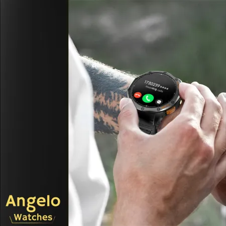Smartwatch Męski Angelo AWK67 czarny GPS Wodoodporny Sport Rozmowy Menu PL