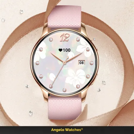 Smartwatch Zegarek Damski Angelo Y11 złoty AMOLED Ciśnienie Kroki Rozmowy Menu PL