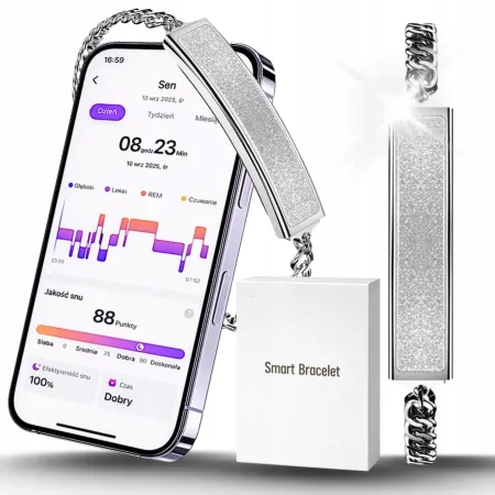 Smartwatch Smartband Damski Angelo B6 srebrny Inteligentna Bransoleta EKG Puls Sport Menu PL