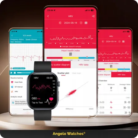 Smartwatch Dla Seniora Angelo AT587 czarny Zegarek Kardiowatch Rozmowy EKG HRV 5 Pasków Menu PL