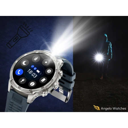 SMARTWATCH MĘSKI SPORTOWY LATARKA ROZMOWY MOCNA BATERIA MILITARNY ZEGAREK