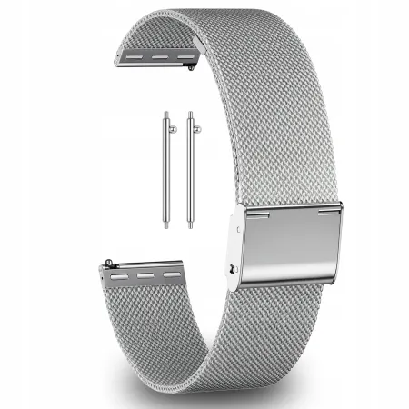 UNIWERSALNA BRANSOLETA MESH SREBRNA DO SMARTWATCHA 20 mm + TELESKOPY JAKOŚĆ