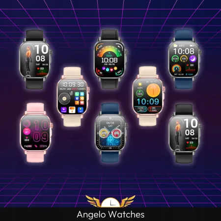 Smartwatch Męski Zegarek Angelo AT571 Czarny Ciśnienie Kardio Rozmowy EKG AMOLED Puls Menu PL