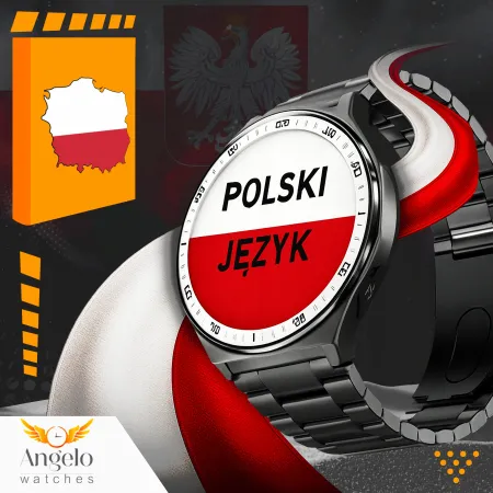 Smartwatch Męski Angelo AT456 czarny EKG Glikemia Skład Krwi PPG Rozmowy Menu PL 3 Paski