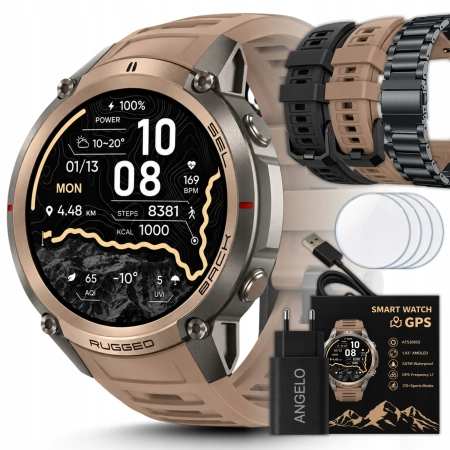 SMARTWATCH MĘSKI SPORTOWY GPS AMOLED MAPY OFFLINE 5ATM ROZMOWY BT KOMPAS