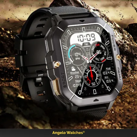 Smartwatch Męski Angelo AC28 czarny Militarny Wodoodporny Rozmowy AMOLED Menu PL