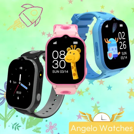 Smartwatch Dla Dziecka Angelo AW52 niebieski GPS 4G Rozmowy SIM Aparat Telefon Nauka Menu PL
