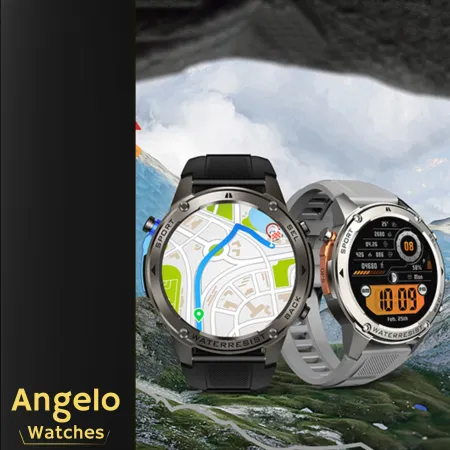 Smartwatch Zegarek Męski Angelo ADM56 czarny GPS Wodoodporny Rozmowy Sport IP69 Menu PL