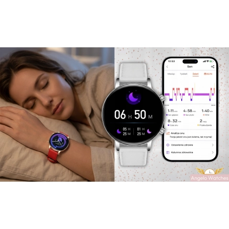 Smartwatch Damski Elegancki Zegarek AMOLED Rozmowy BT 3 Paski Złoty PL IP68