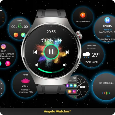 Smartwatch Kardiowatch Męski Angelo AT200 czarny Zegarek Rozmowy EKG HRV PPG Menu PL Gratis