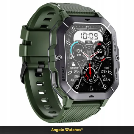 Smartwatch Męski Angelo AC28 czarny Militarny Wodoodporny Rozmowy AMOLED Menu PL
