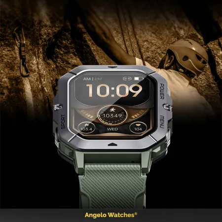 Smartwatch Męski Angelo AC28 czarny Militarny Wodoodporny Rozmowy AMOLED Menu PL