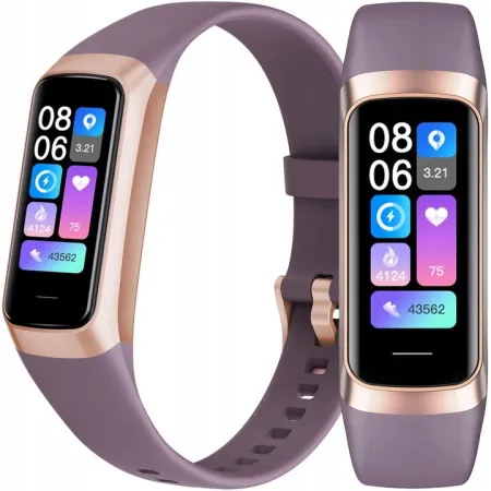 Smartwatch Smartband Damski Angelo C60 bordowy AMOLED Ciśnienie Rozmowy Tętno Menu PL