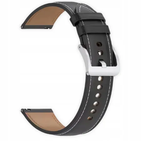 PASEK SKÓRZANY DO ZEGARKA SMARTWATCHA 20mm UNIWERSALNY CZARNY + TELESKOPY