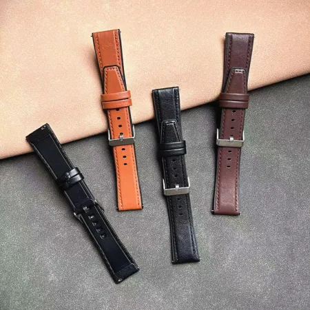 PASEK SKÓRZANY DO ZEGARKA SMARTWATCHA BRĄZOWY 22mm UNIWERSALNY + TELESKOPY