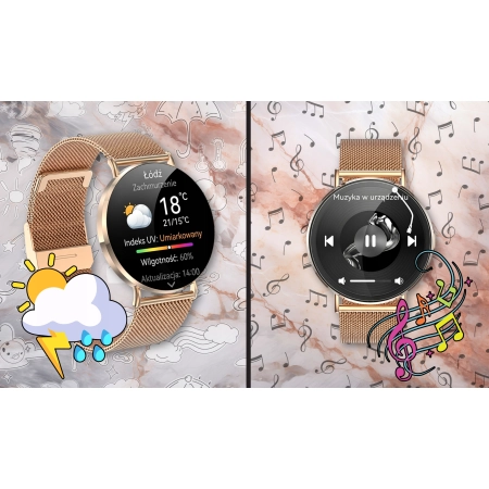 Smartwatch Damski Zegarek AMOLED Menu PL 3D Rozmowy Tlen Ciśnienie Kroki