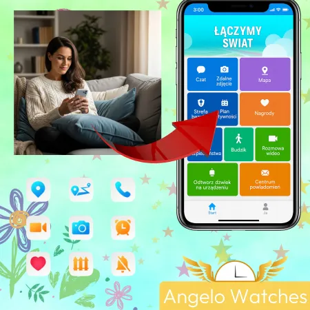 Smartwatch Dla Dziecka Angelo AT52 różowy GPS 4G Rozmowy SIM Aparat Telefon Nauka Menu PL