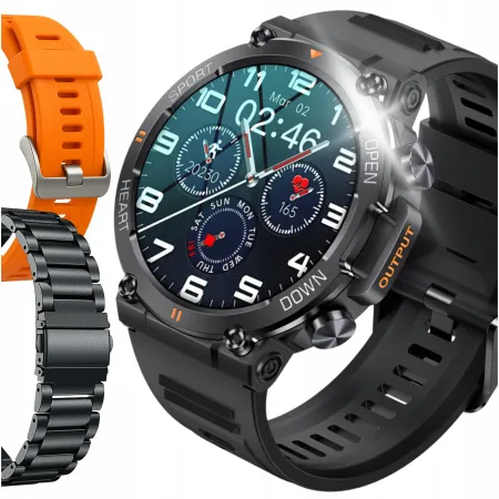 Smartwatch Męski Angelo AK56 PRO czarny Sportowy Militarny Wodoodporny Puls Mocna Bateria Sport Menu PL