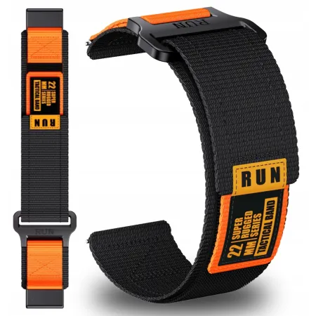 PASEK NYLONOWY CZARNO-ZIELONY (22mm) DO GARMIN FENIX 5 6 7 8 E PRO SOLAR INSTINCT EPIX QUCIKFIT