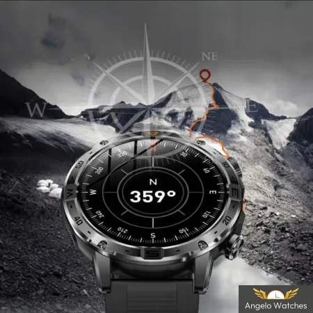 Smartwatch Wodoodporny Zegarek Męski Angelo AK91 srebrny Menu PL Rozmowy Ciśnienie