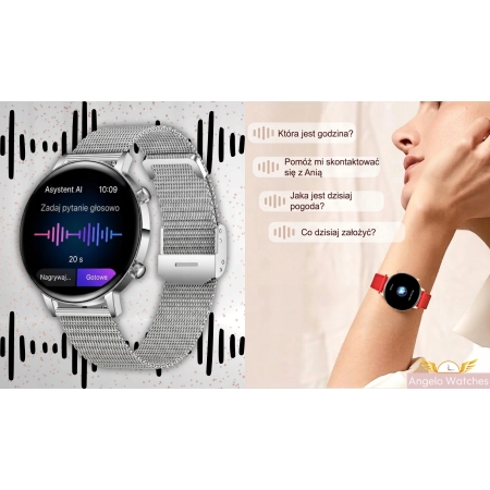 Smartwatch Damski Elegancki Zegarek AMOLED Rozmowy BT 3 Paski Złoty PL IP68