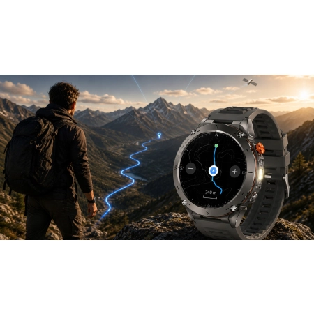 SMARTWATCH MĘSKI GPS WODOODPORNY SMART WATCH ZEGAREK AMOLED TRASY MAPY