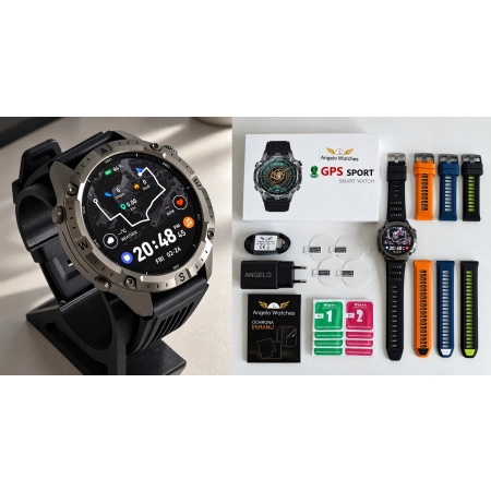 SMARTWATCH MĘSKI SPORTOWY GPS AMOLED MAPY OFFLINE ROZMOWY BT KOMPAS LATARKA