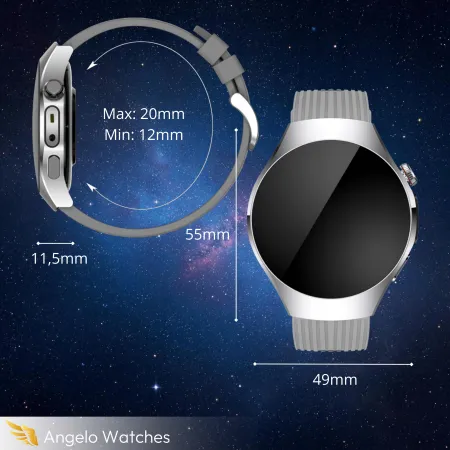Smartwatch Męski Zegarek Angelo AT116 czarny Rozmowy Ciśnienie EKG AMOLED Puls Menu PL