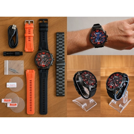 SMARTWATCH MĘSKI SPORTOWY LATARKA ROZMOWY MOCNA BATERIA MILITARNY ZEGAREK
