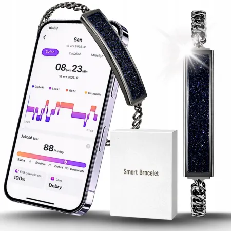 Smartwatch Smartband Damski Angelo B6 czarny Inteligentna Bransoleta EKG Puls Sport Menu PL